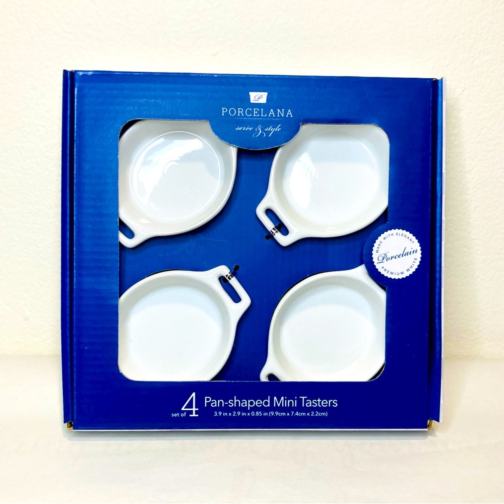 MINI TASTERS PAN SHAPED WHITE PORCELAIN EXCELLENT CONDITION NWT